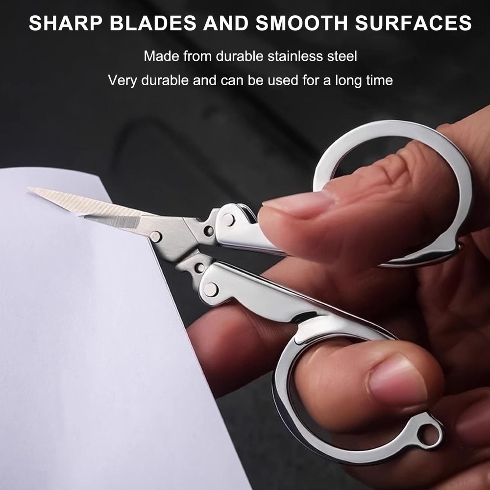 4pc Small Folding Scissors, With Key Chain, Portable - Mini Scissors For Trav...