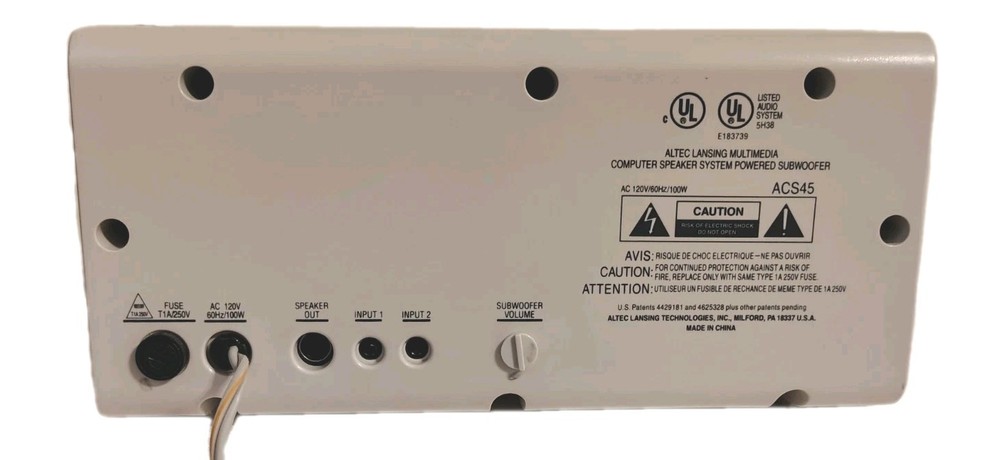 Altec Lansing Multimedia Computer Speaker System Subwoofer ACS45