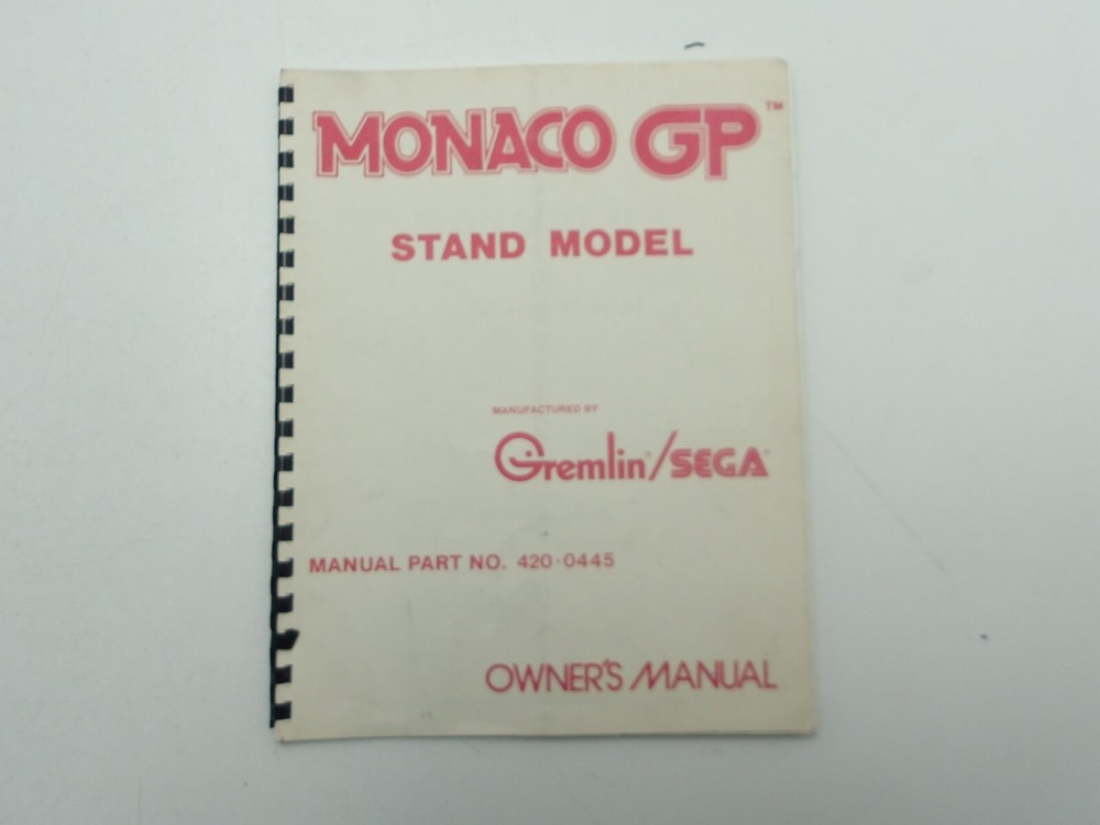 Gremlin / Sega: Monaco GP Stand Model- Owner's Manual