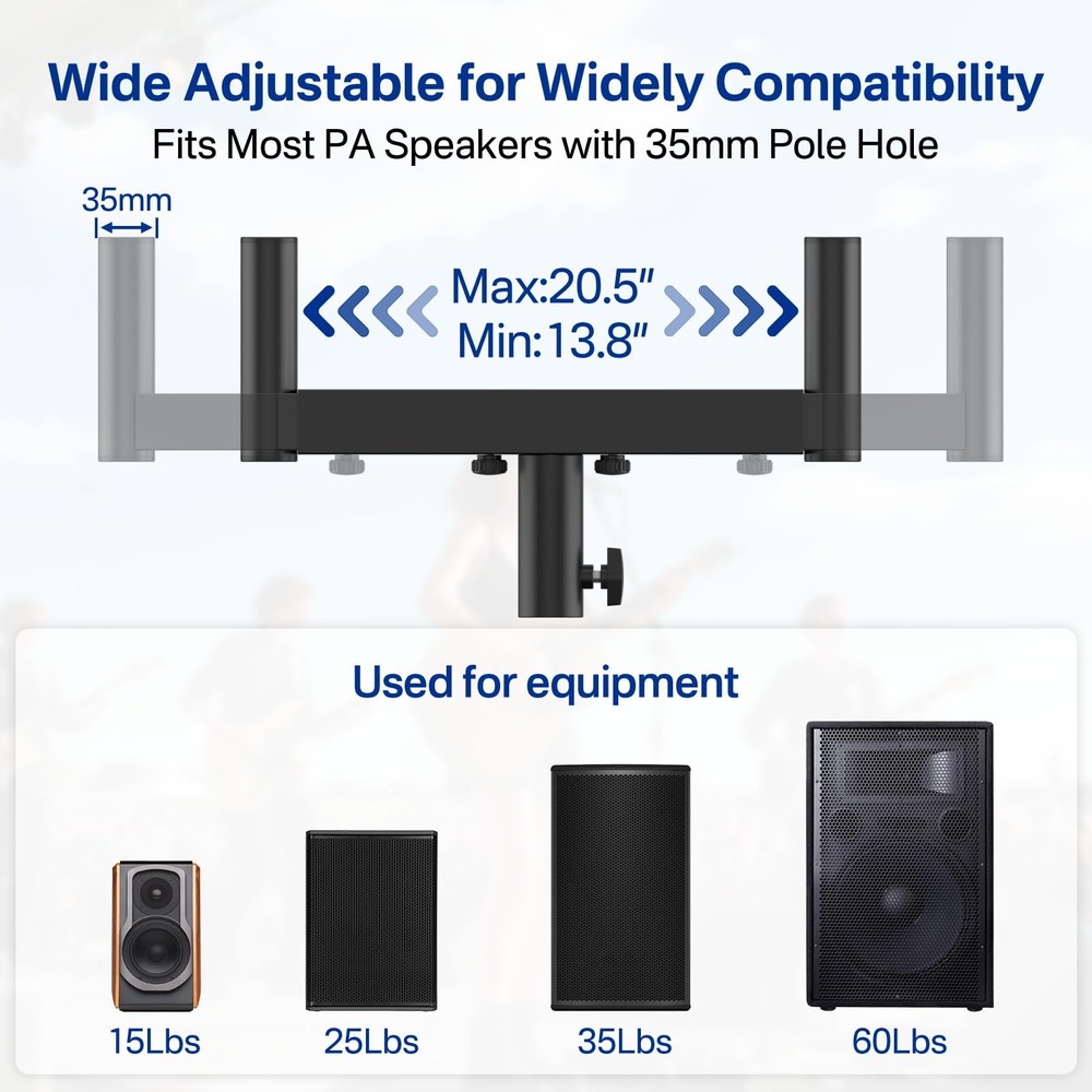 Heavy Duty Dual Fork Bracket Speaker Mount Bar Mounting Adjustable Width 13.7...