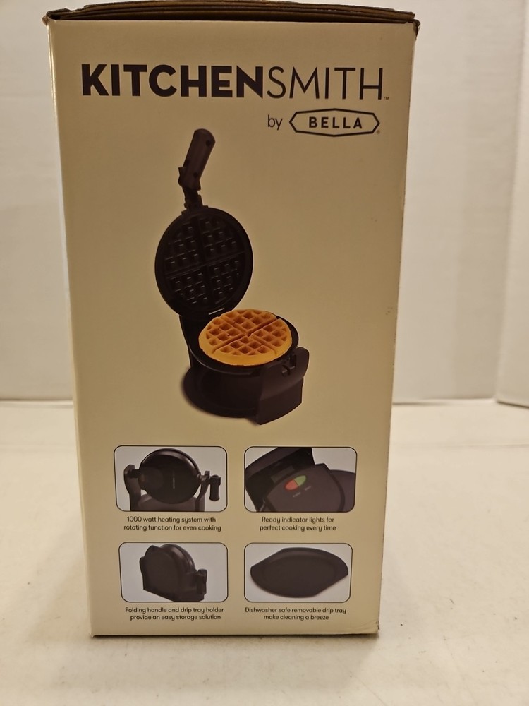 Kitchen Smith By Bella Rotating Belgian Waffle Maker TSK2126W - New