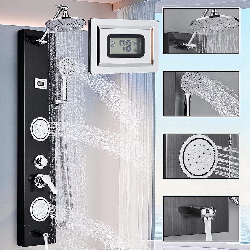 Adjustable Shower Panel Tower System Set Rain Massage Body Jet Stainless Steel