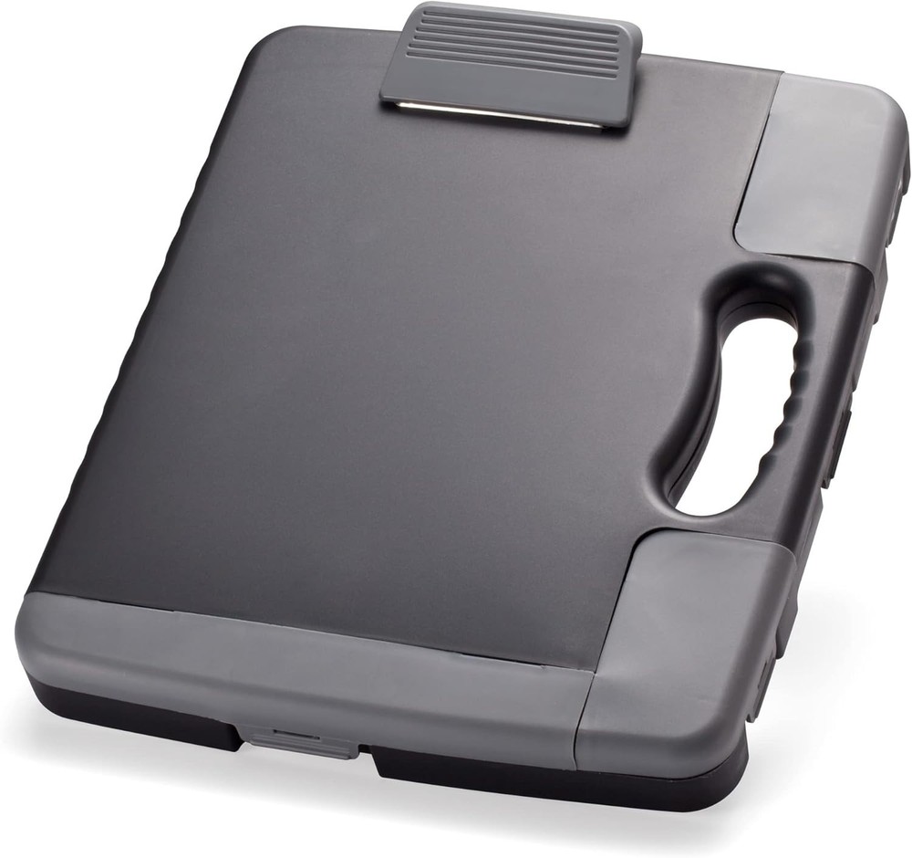 Officemate Portable Clipboard Storage plastic Case for A4 sizes, Charcoal