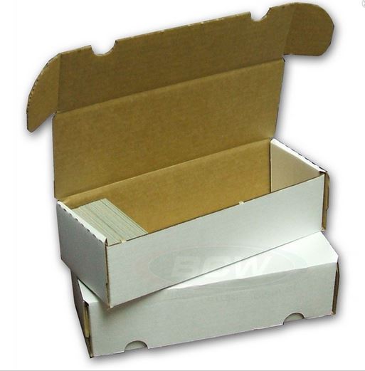 (3 Pack) 550 Count Size White Cardboard Trading Card Storage Boxes - Tab Closure