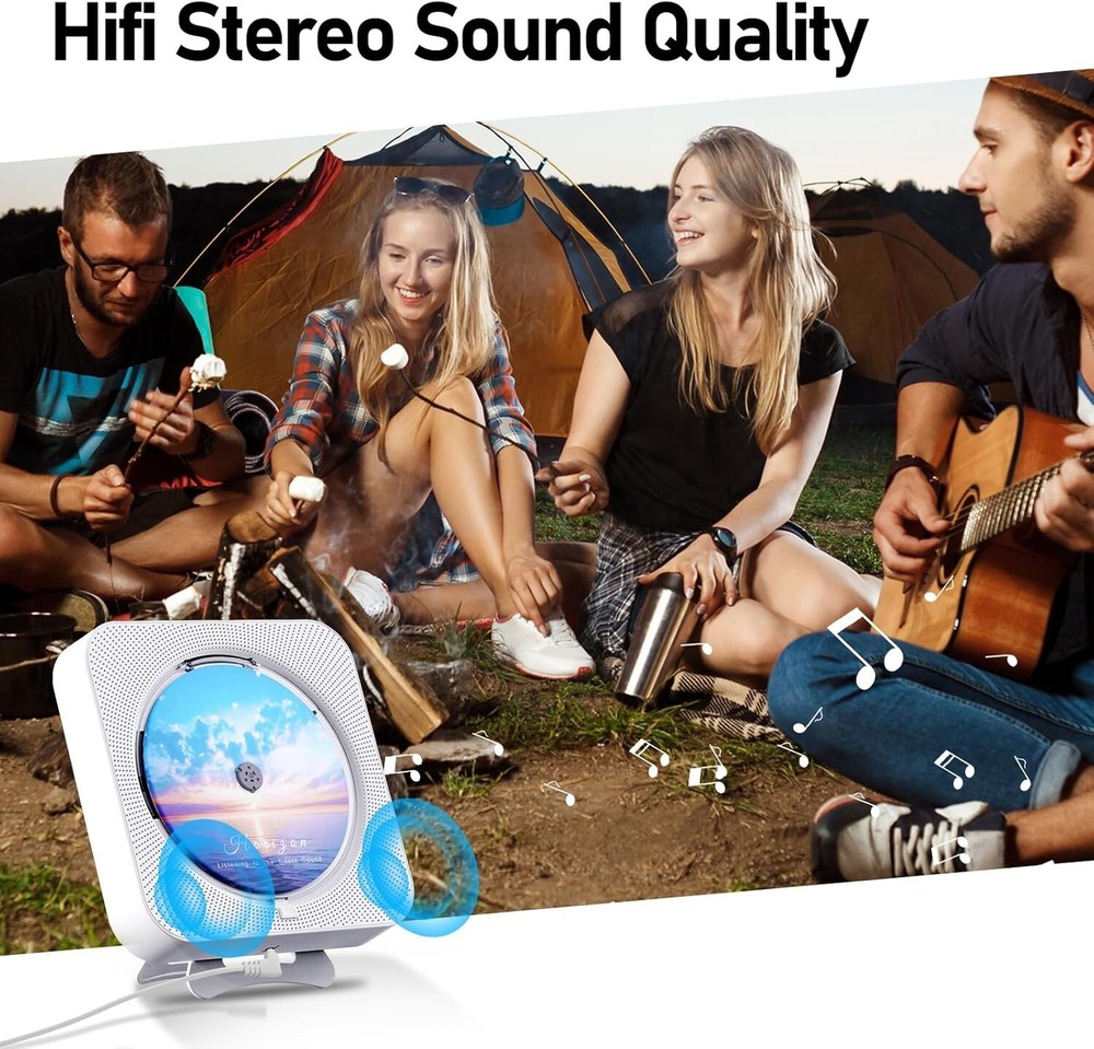 Stylish Portable CD Player with Remote Control & Bluetooth Speakers – 6.5 inches