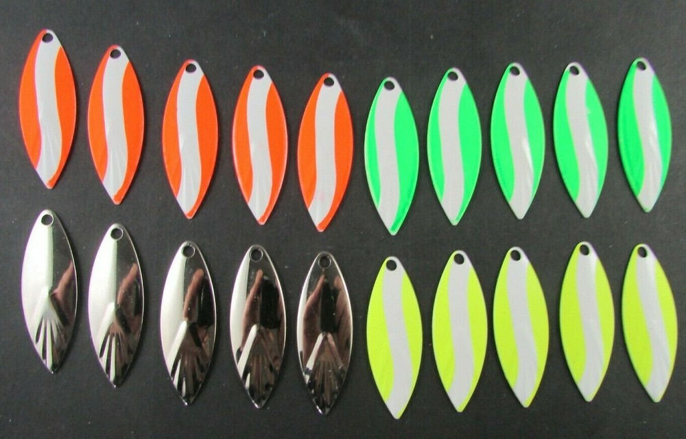 20 Pc. Custom Florescent UV / Willow Leaf / Spinner Blades 4 cm / 1½"