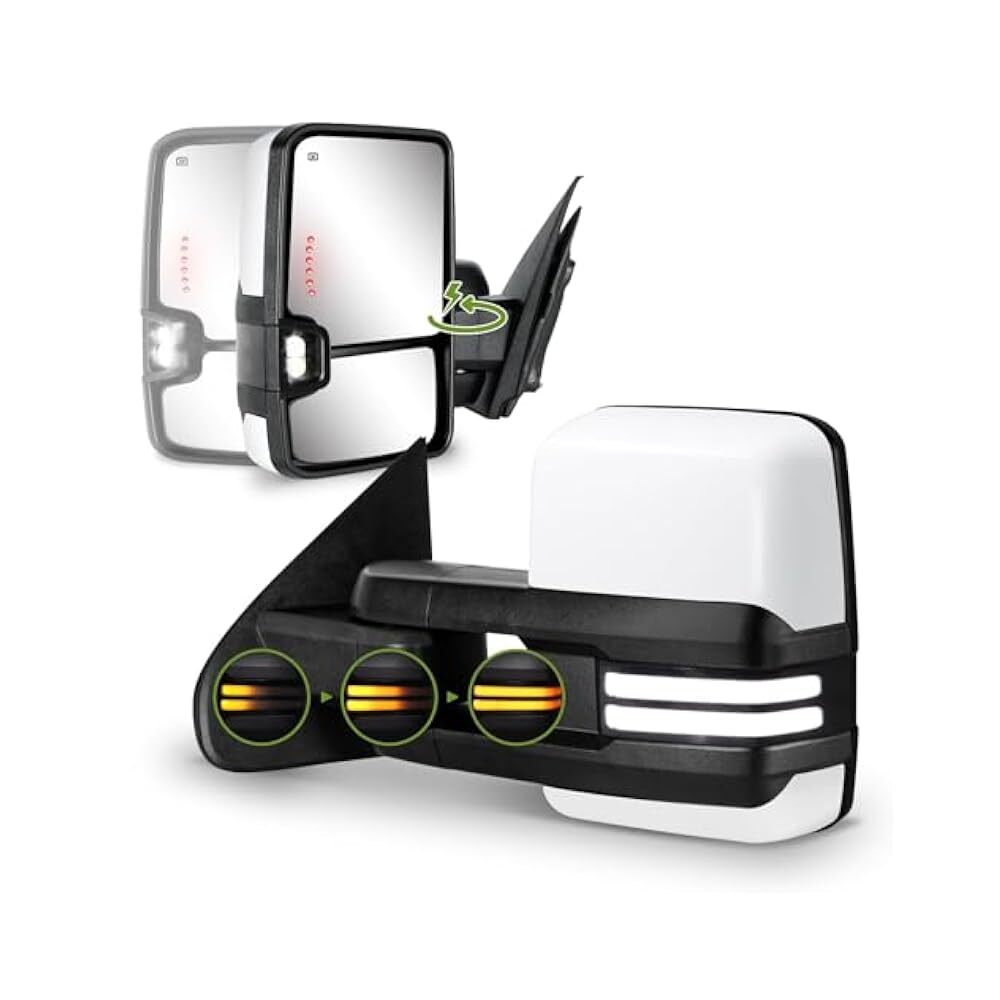 Replacement Truck Mirrors, Power Fold, Dynamic Signal & Heat White