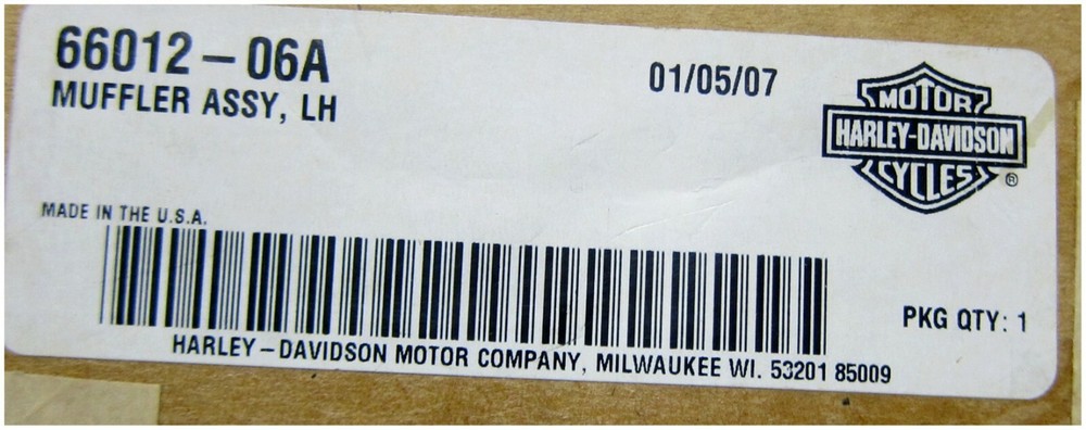Harley Davidson New Hi Performance Stage-2 Left Side Muffler 66012-06A