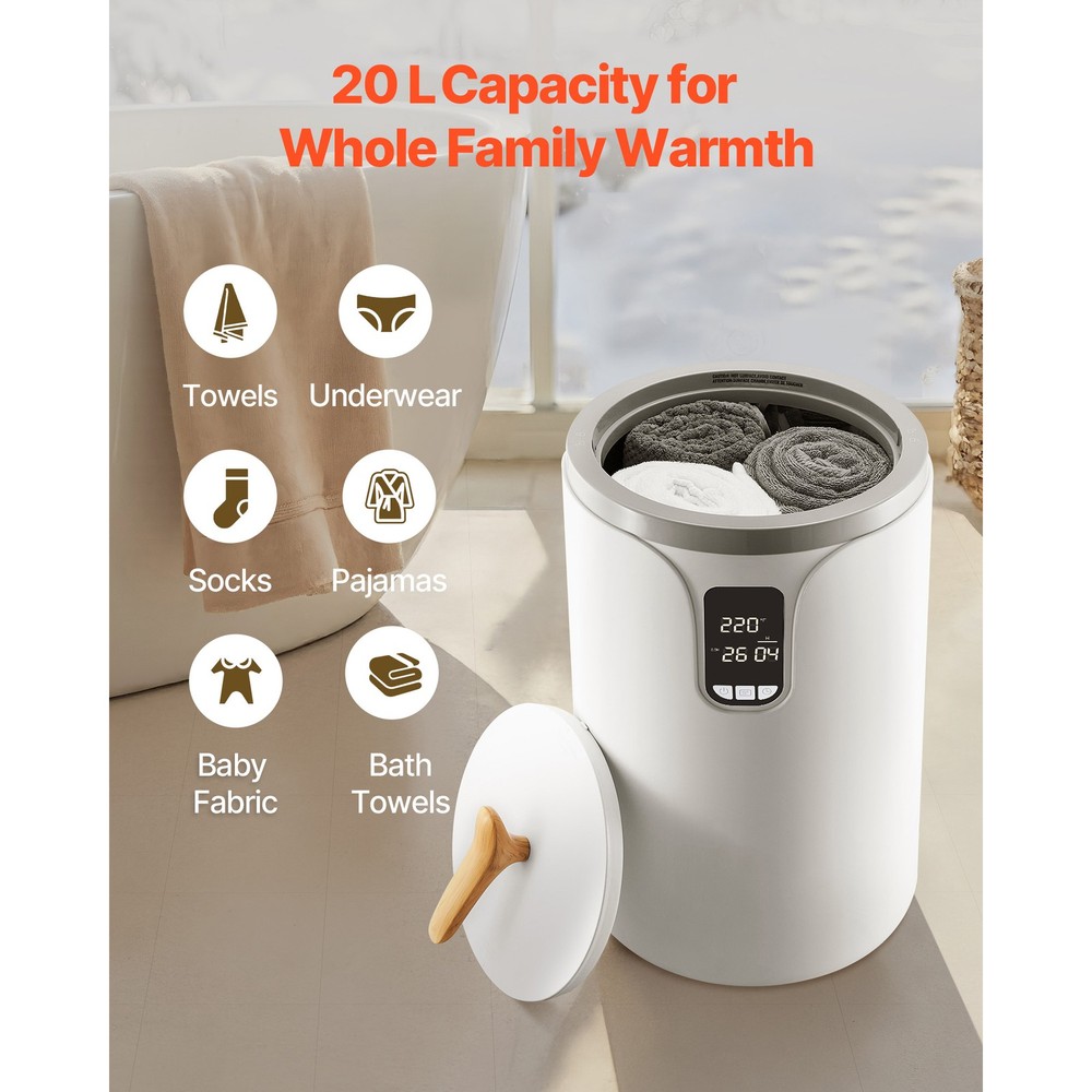 Uimoso 20L Towel Warmer with LED Display Timer Temperature Control & Safety Lock