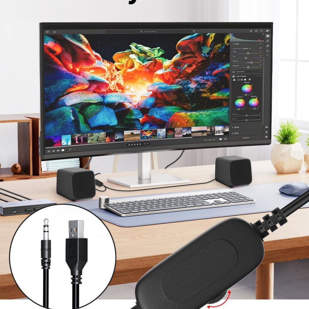 For Desktop 1 Pair USB Powered Computer Speakers with Clear Crisp Sound Quality