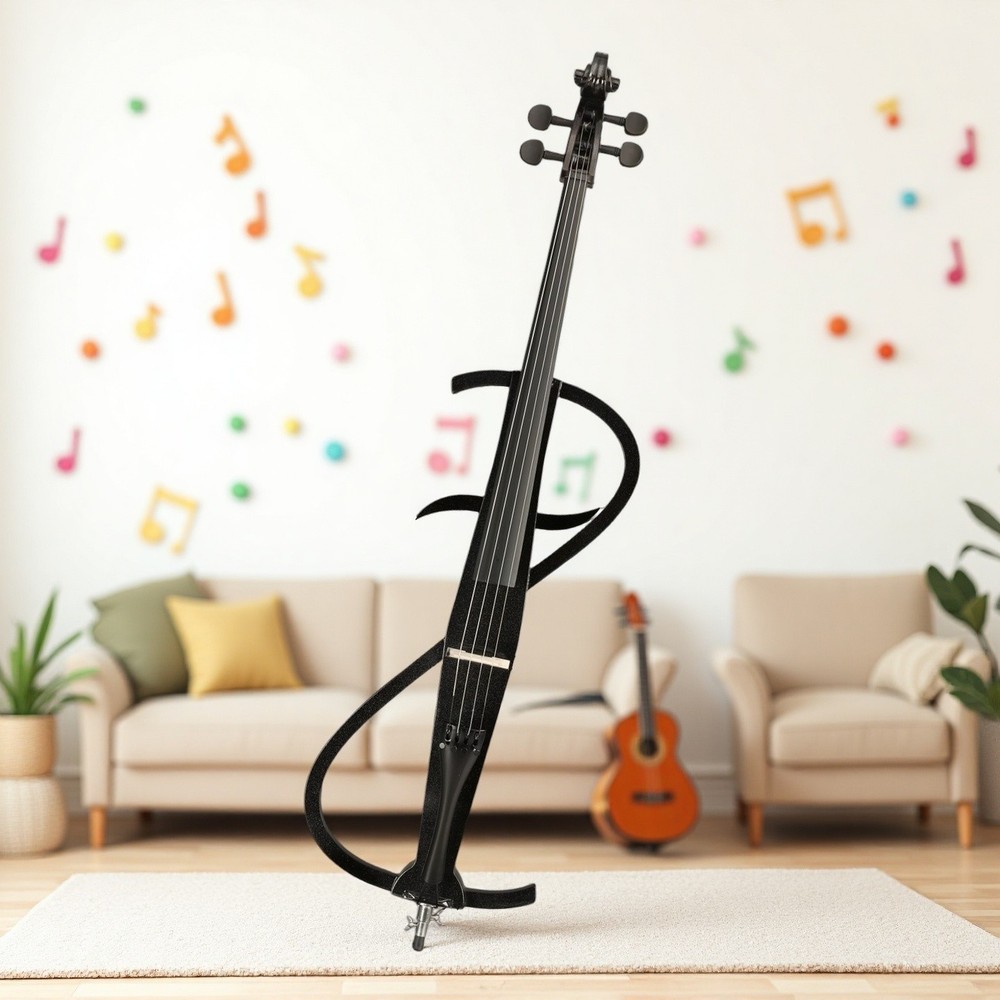 4/4 Full Size Beginner Silent Electric Cello Set - Earphone S-Shaped Bag Bow