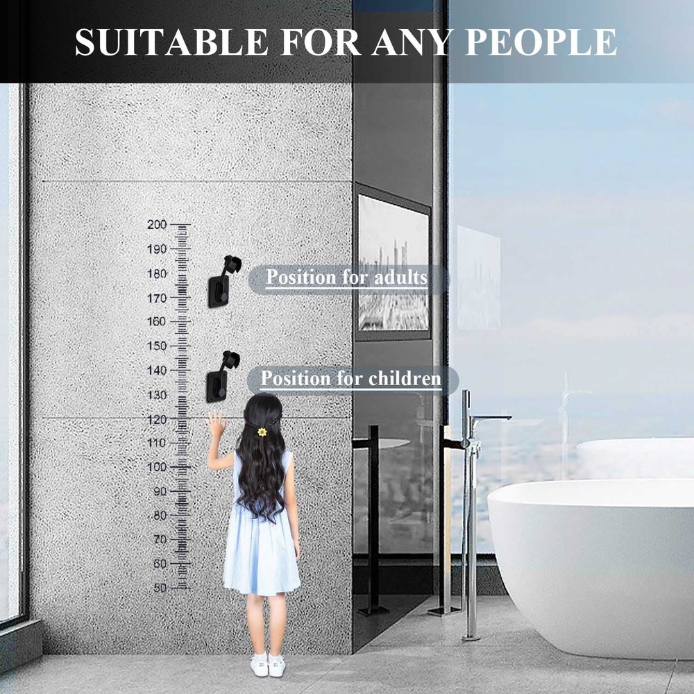 Shower Head Holder Strong Adhesive 360 Degree Rotatable Adjustable Black