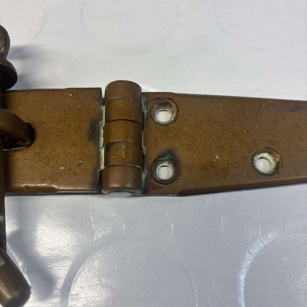 Antique Solid Brass Padlock Hasp Locking Pin Early Industrial Hardware