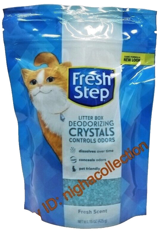 4 PACK Litter Box Deodorizing Crystals Scent Fresh Step 15oz (60 oz Total) Cat