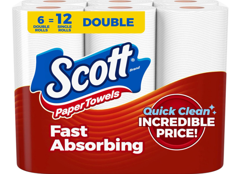 Scott Paper Towels Choose-A-Sheet 6 Double Rolls = 12 Regular Rolls 108 Sheets!