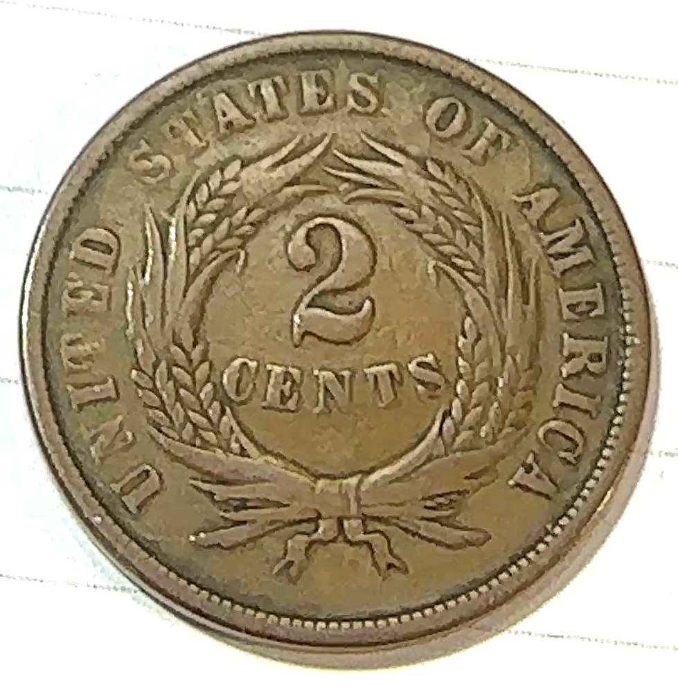 1865 Fancy 5 Two Cent Piece Nice Original VF CHRC