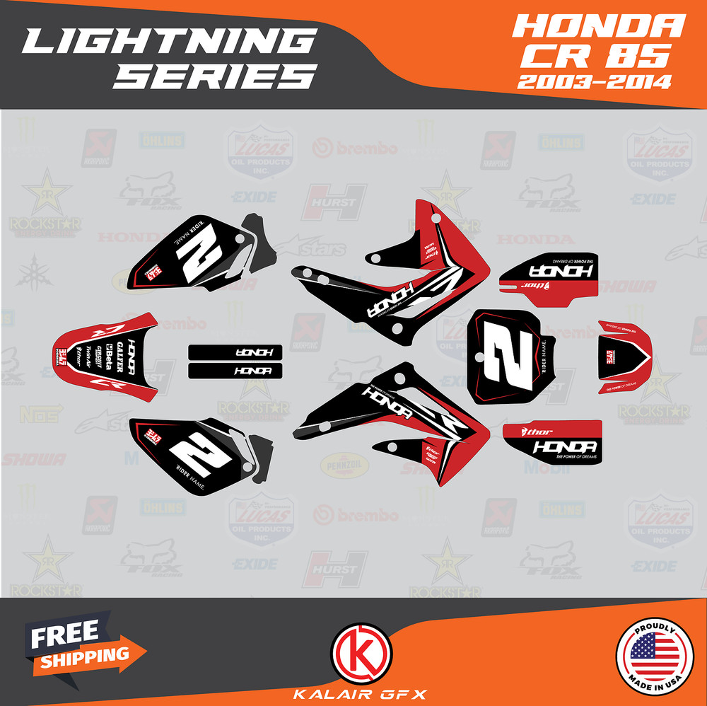 Graphics Kit for Honda CR 85 2003-2014 CR85 LIGHTNING-Red