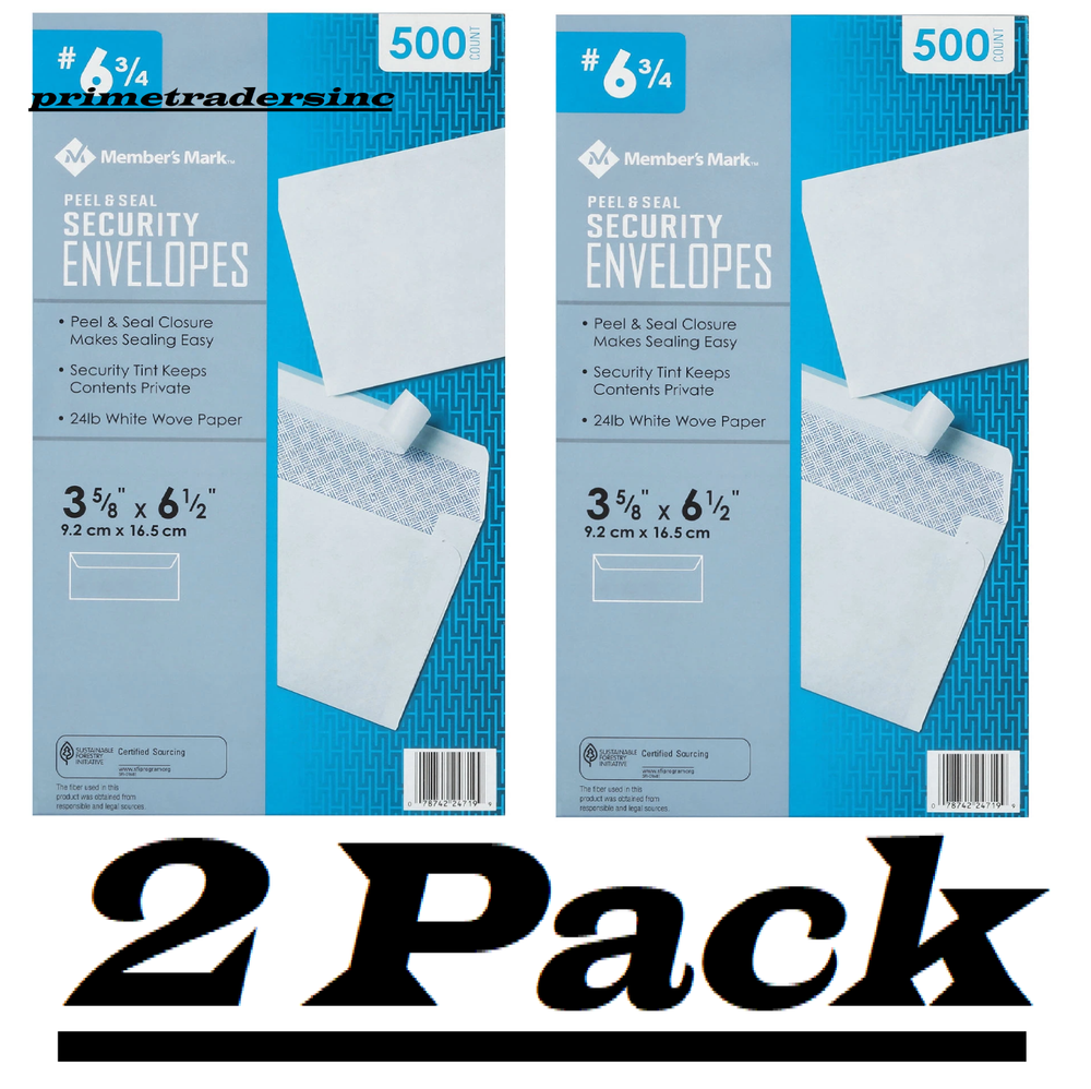 2 Pack - Member's Mark Security Envelope #6-3/4 (500 ct.)