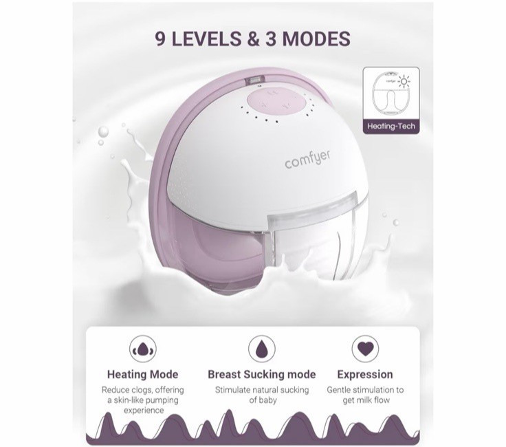 Comfyer Heated Wearable Hands Free Breast Pump Rechargeable App Control Open Box