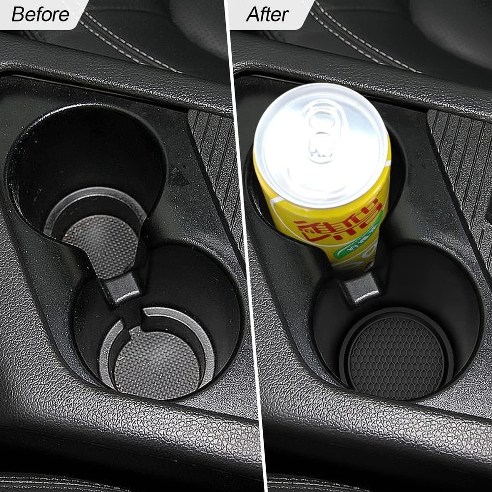 Elegant 4-Pack Black Silicone Coasters for Car Cup Holders - Universal Fit