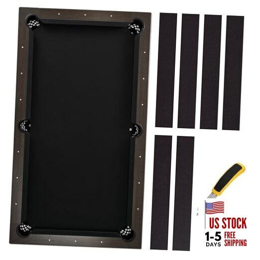 Pool Table Felt Cloth Billiard Cloth with 6 Pcs Cloth Strips and 7FT Black