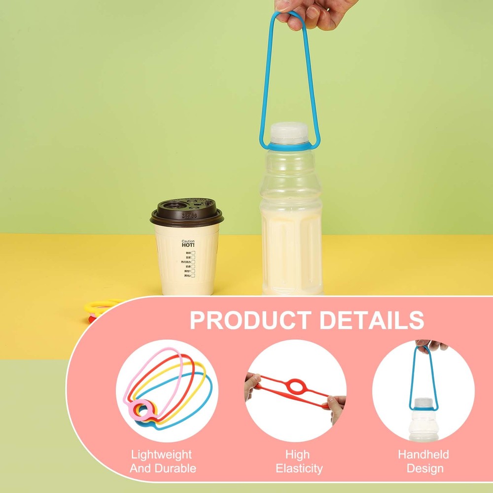 5Pcs Silicone Water Bottle Lanyard for Beverage, Black