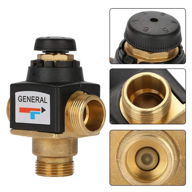 1 Pcs 3 Way External Thread Brass Thermostatic Mixing Valve  Thermostatic Valve