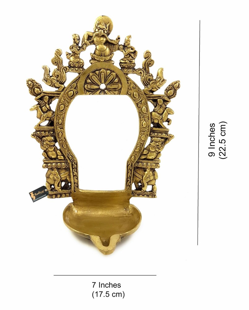Ethnic Carving Brass Prabhavali Frame with Diya