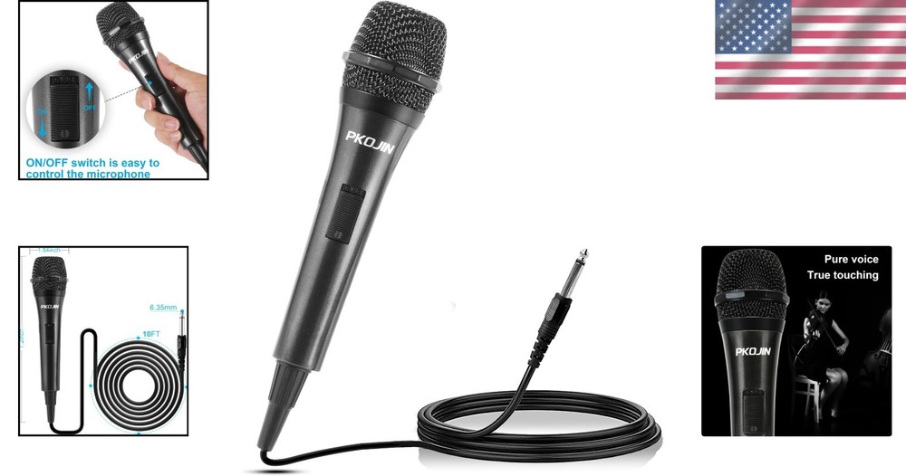 Dynamic Karaoke Microphone with 10ft Cable - Effortless Singing Experience