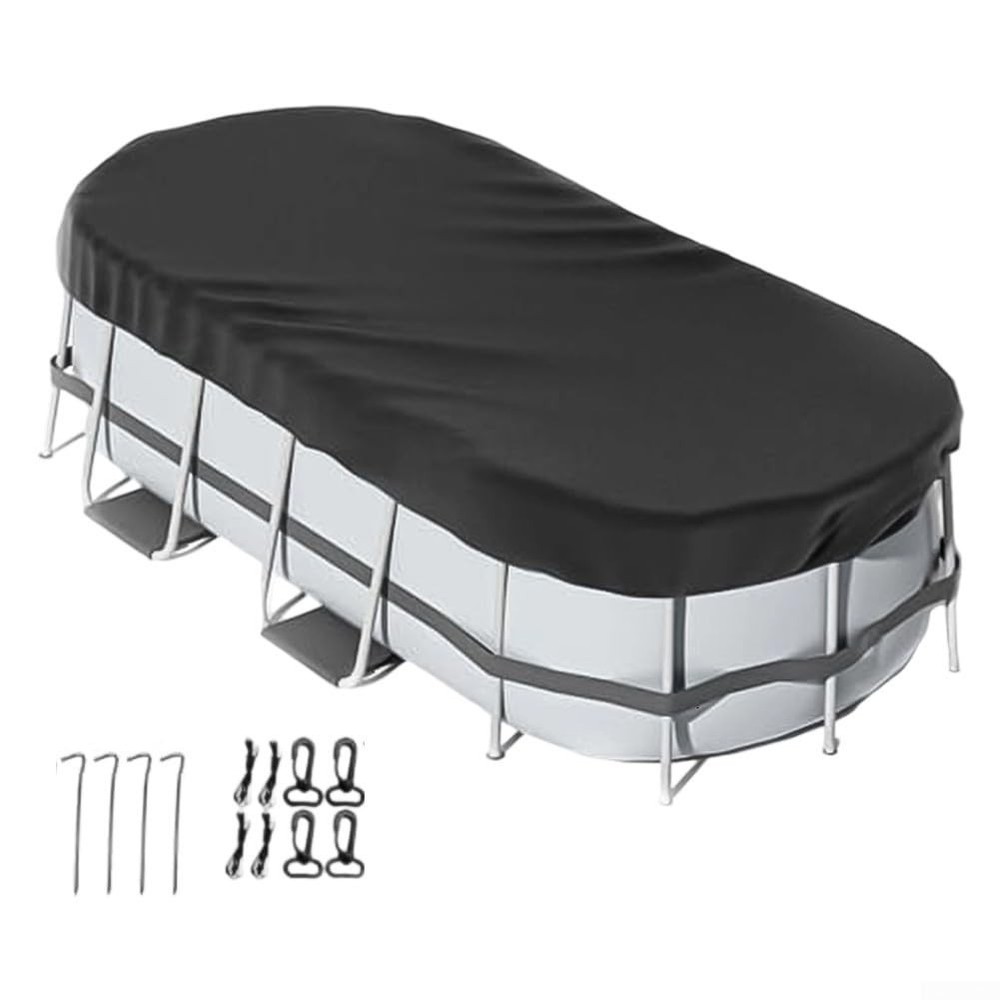 Above Ground Pool Cover Weather Resistant Oval Rectangular Black Multi Size