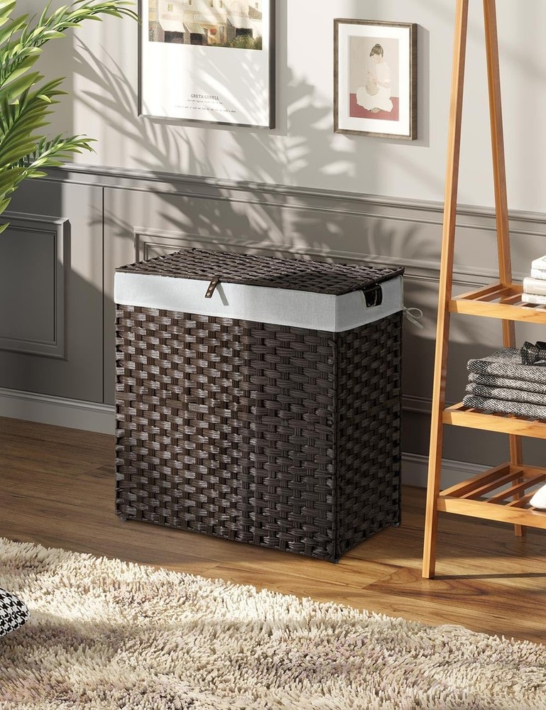 Greenstell Laundry Hamper with lid, No Install Needed, 90L Wicker Laundry Bas...