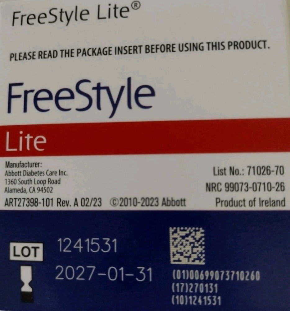 Blood Glucose Test Strips FreeStyle Lite 50 Count