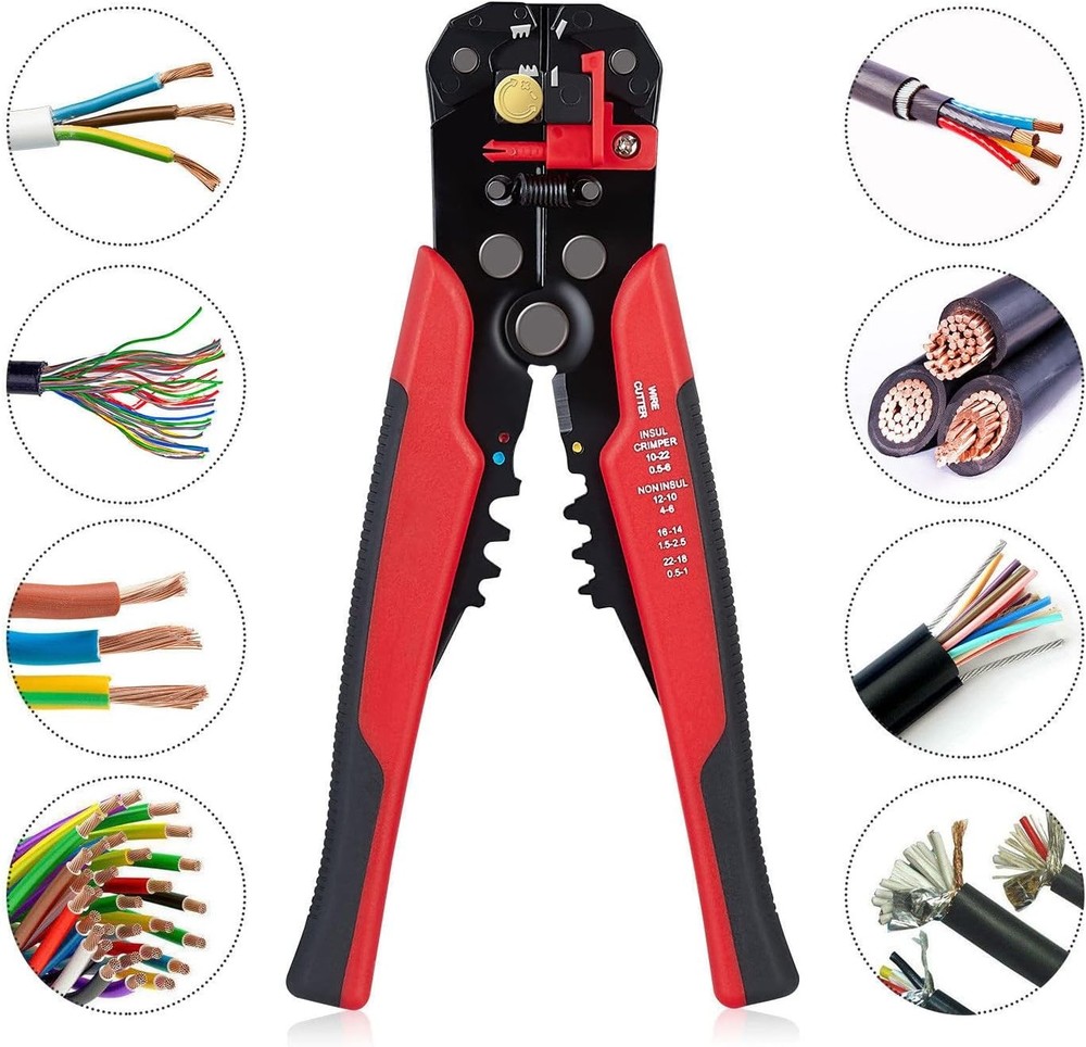 8" Self-Adjusting Insulation Wire Stripper cutter crimper Terminal Tool Pliers