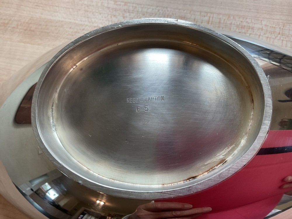 Vintage Reed & Barton Blue Enamel Dish Silverplate