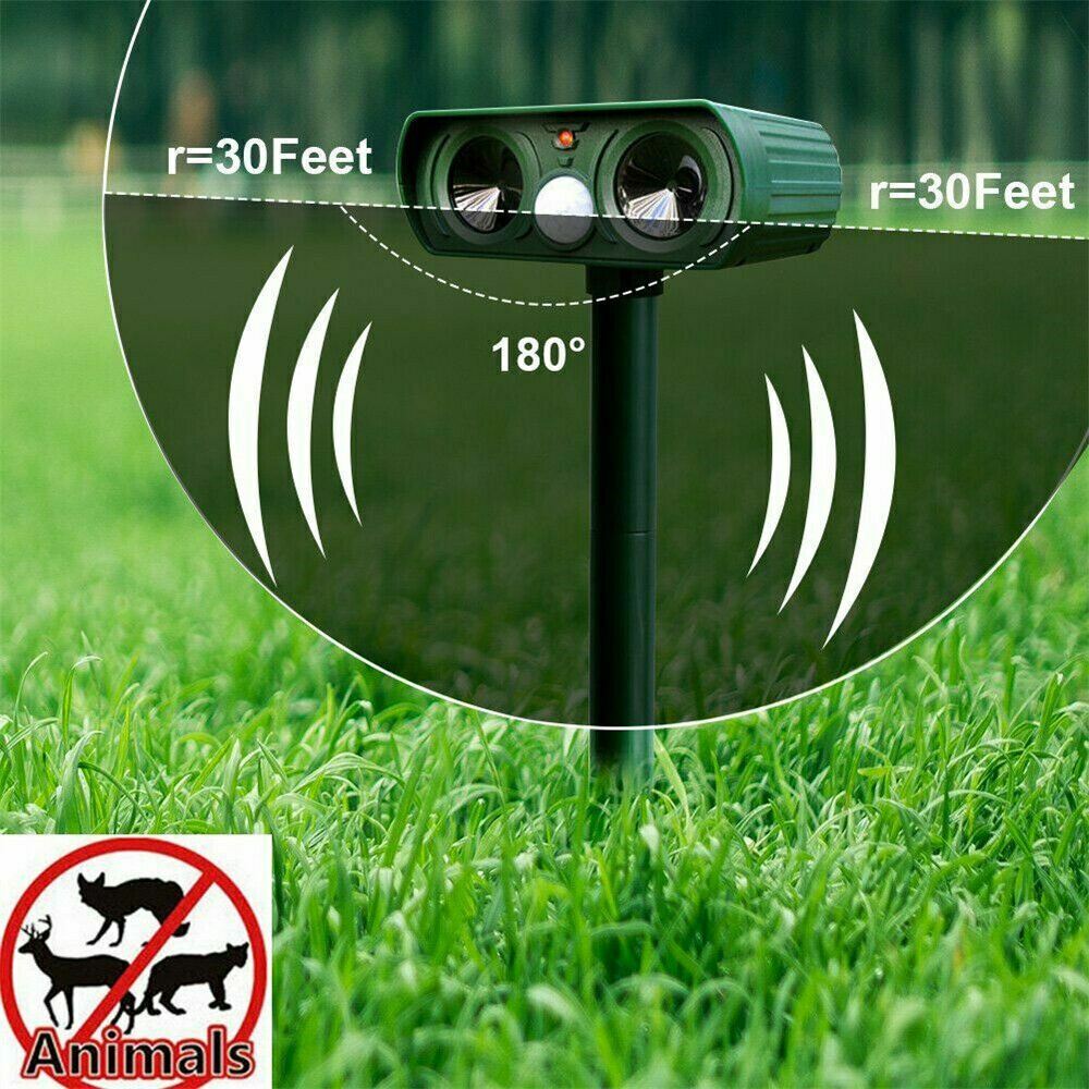 2-Pack Solar-Powered Ultrasonic Animal & Pest Repeller with Motion Sensor