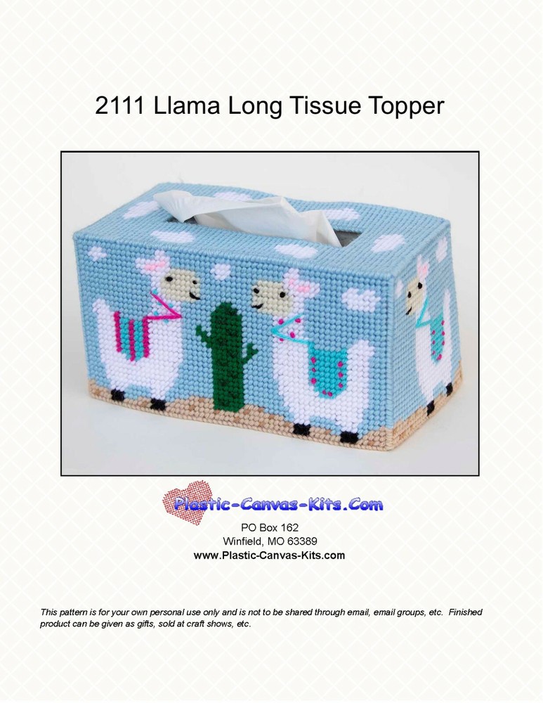 Llama Tissue Topper-Long Style-Plastic Canvas Pattern or Kit