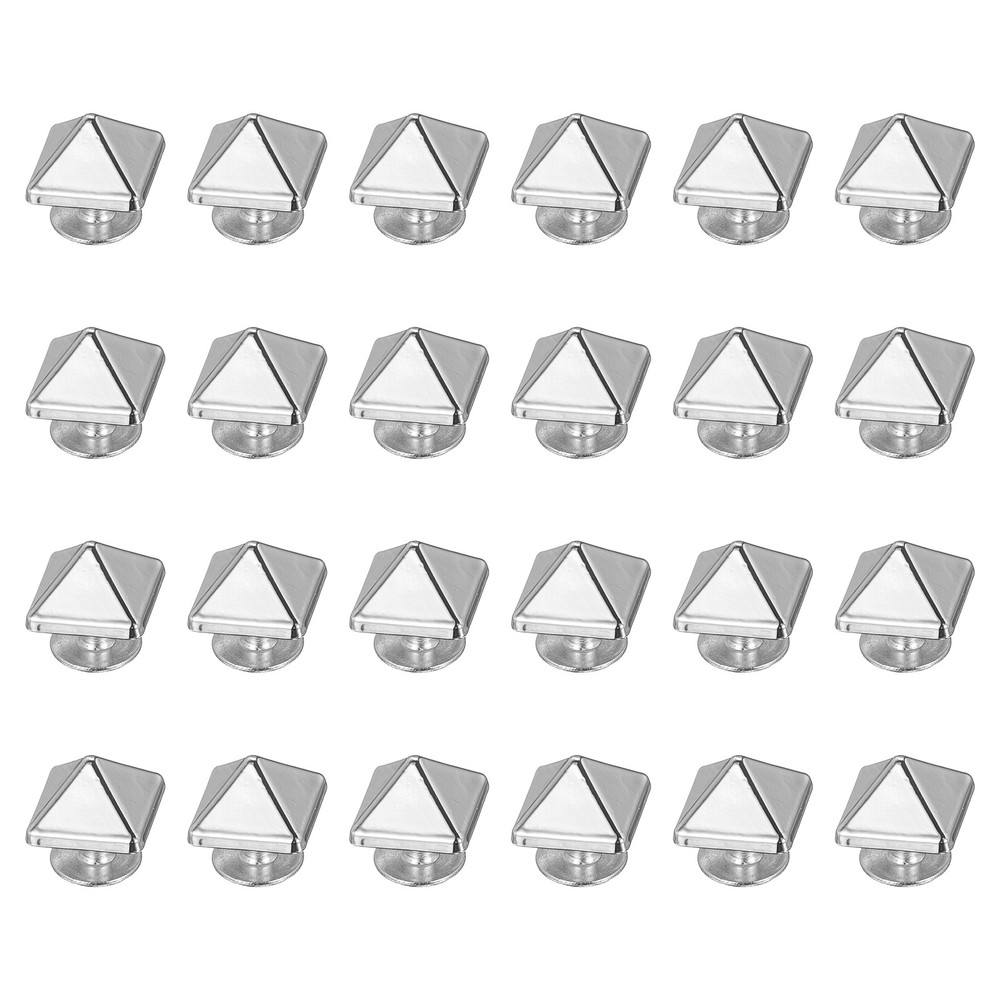 24 Pcs Square Spike Studs Rivets 10mm Metal Leather Rivets, Silver