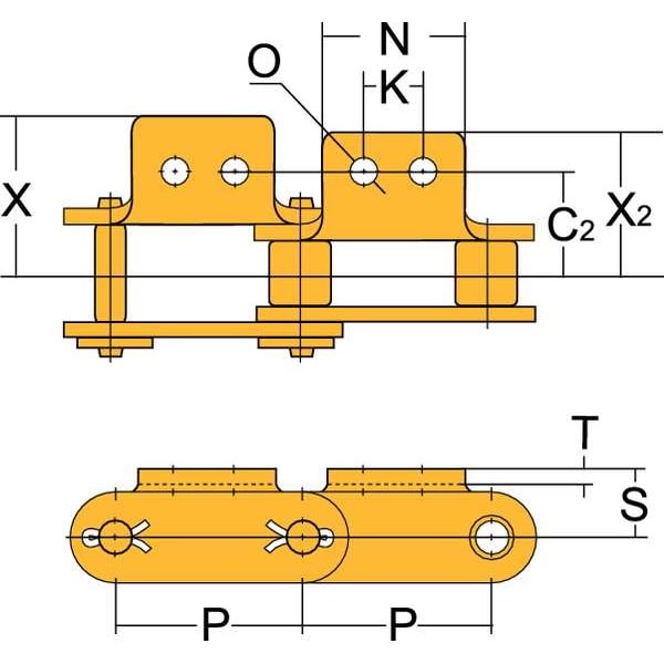 Tsubaki C2060ha2cl Connecting Roller Link, A-2 Attachment