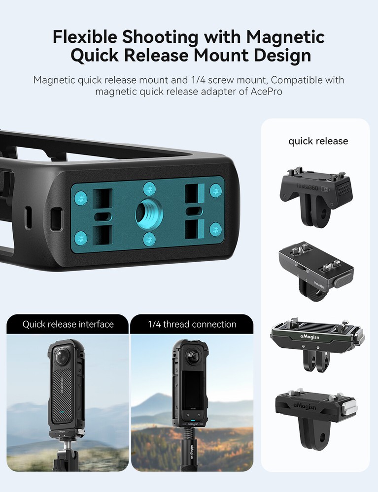 For Insta360 X4 Camera Quick Release Rabbit Cage Protection Frame Accessories