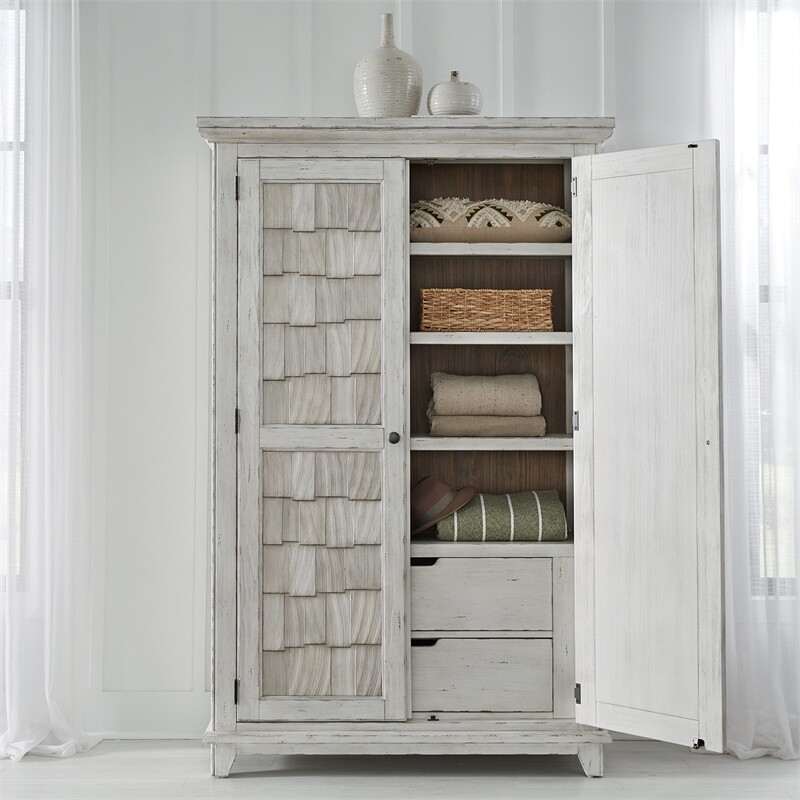 River Place Armoire in Riverstone White