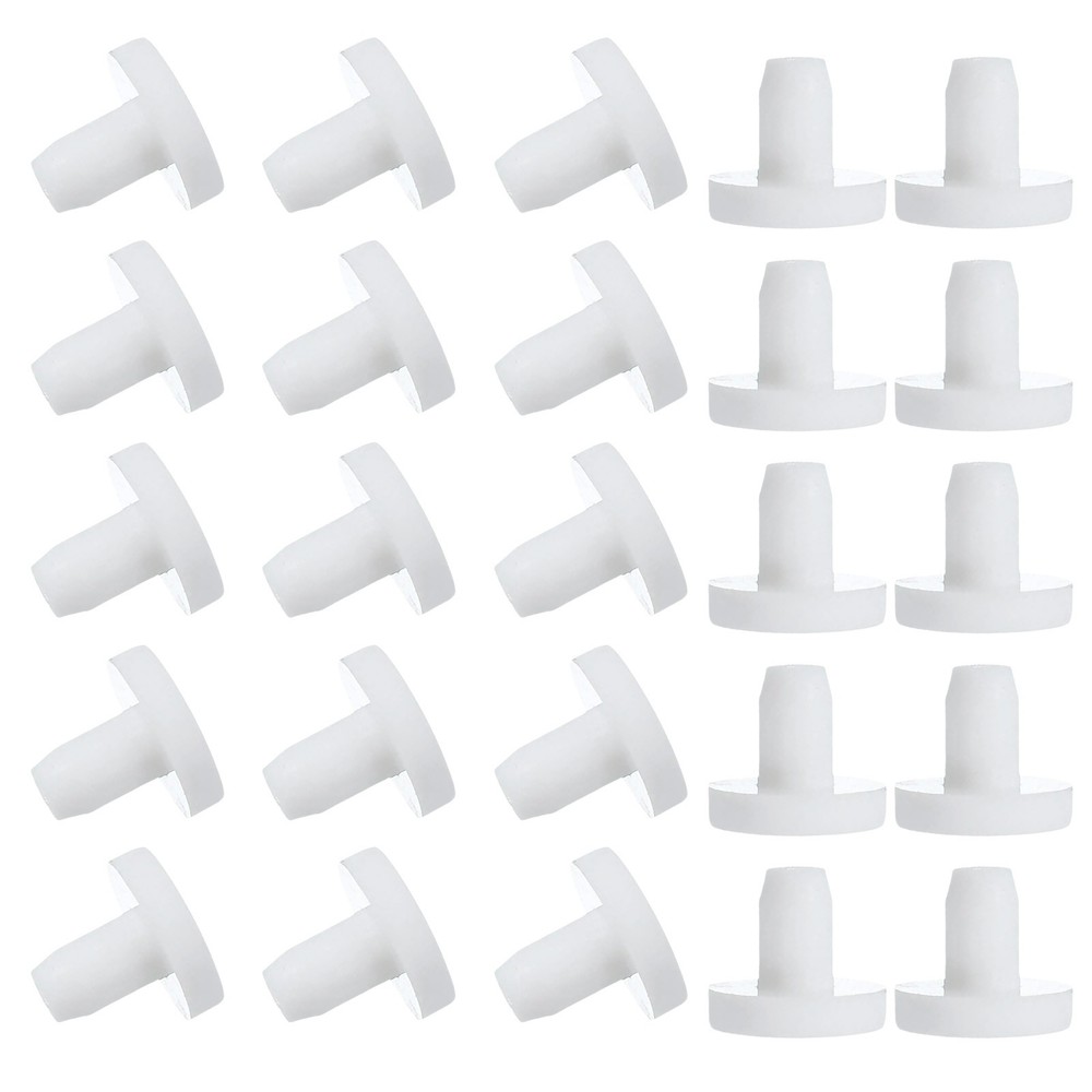 25 Pcs t Shaped Solid Silicone Stopper, Dia 5 Mm/0.2" Rubber Plugs, White