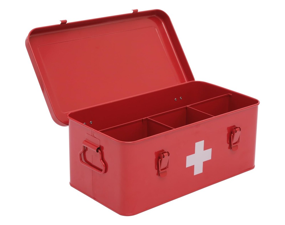 First Aid Box Empty, Metal Medicine Box with Safety Lock, Storage Organizer, ...