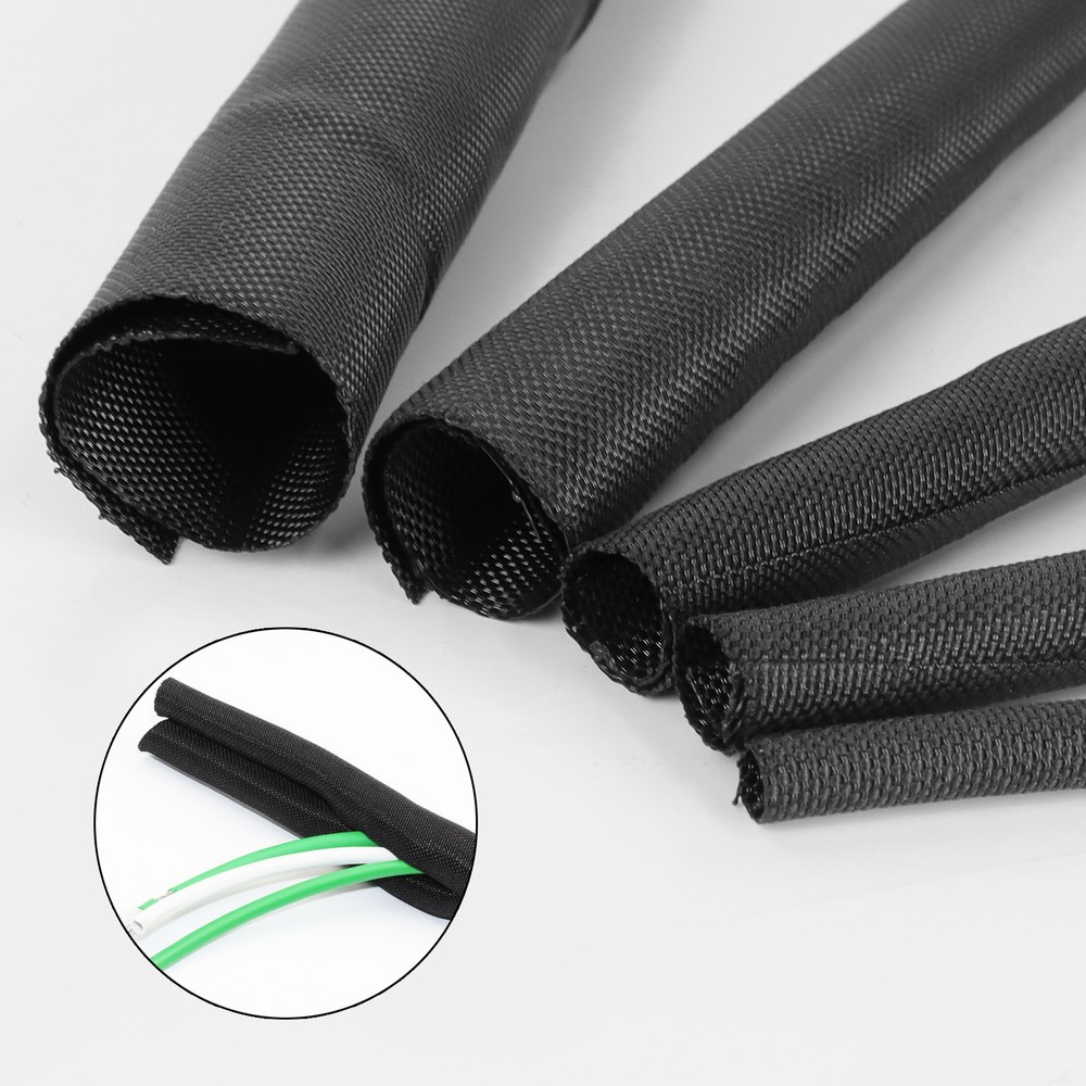 Black Expandable Cable Sleeving Split Wire Loom Tube for Electronics & Auto Use
