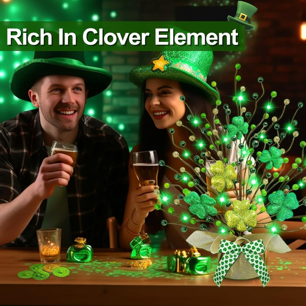 St. Patrick's Day Decorations, 2 Pack 18 Inch Lighted St. Patrick's Day Tree Tab