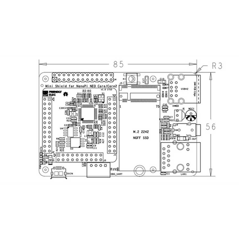 Shield for Core/Core2 SDK Carrier. Same Form Factor as RPi, Pas6141