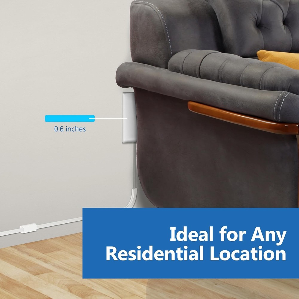 LIDER Flat-Face Outlet Extender with 3 Receptacles, Ultra-Thin 2 Pack, White