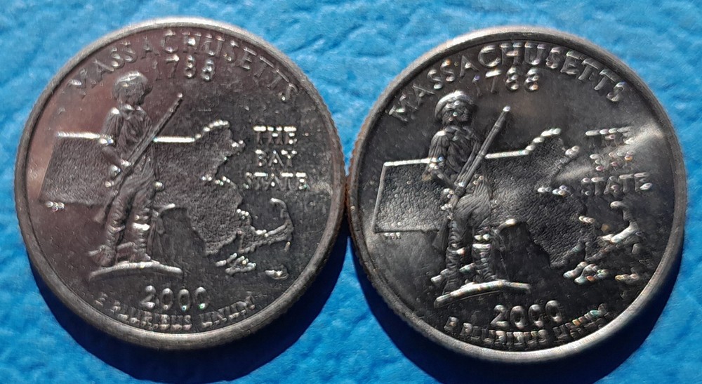 One Set - 2000 (P & D) Massachusetts Statehood Quarters Uncirc. from OBW Roll