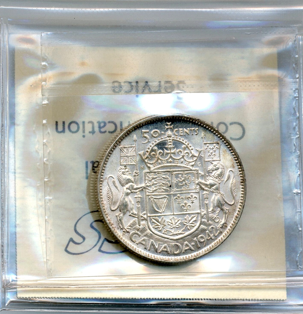 1942 Canada 50 Cents - Choice Uncirculated, ICCS MS64