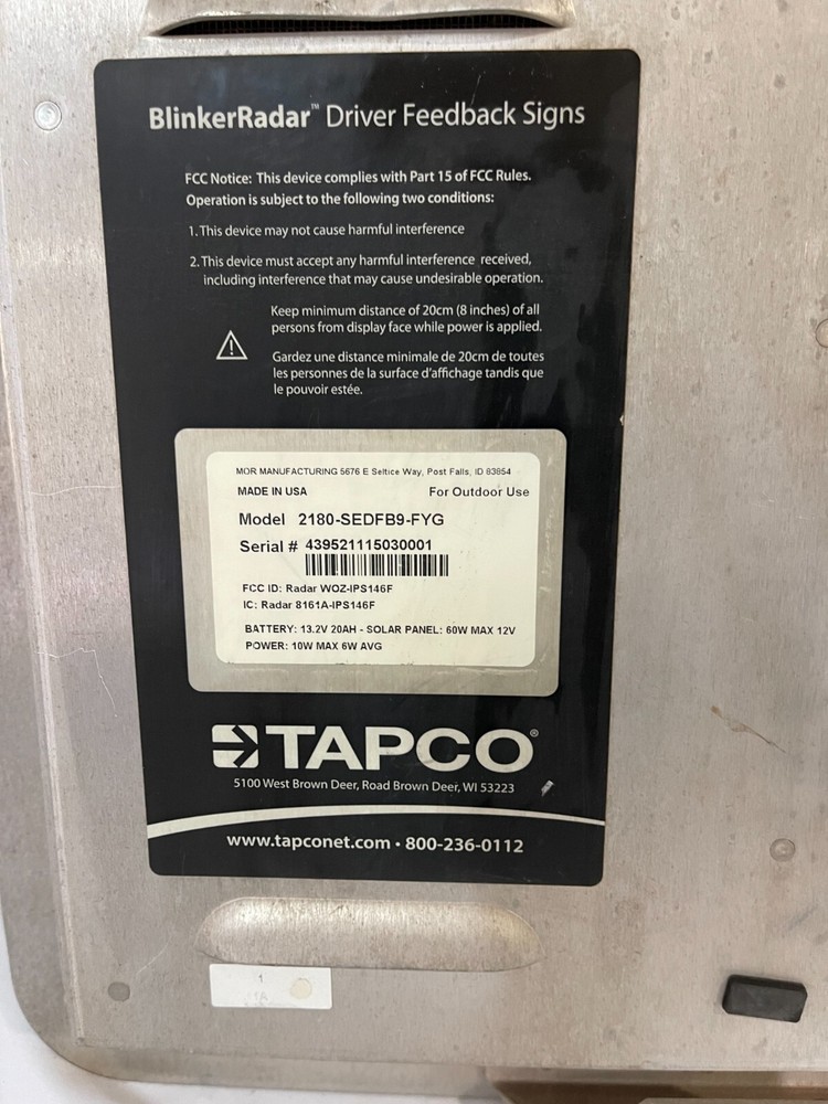Tapco BlinkerRadar Radar Evolution Driver Feedback Signs 2180-SEDFB9-FYG