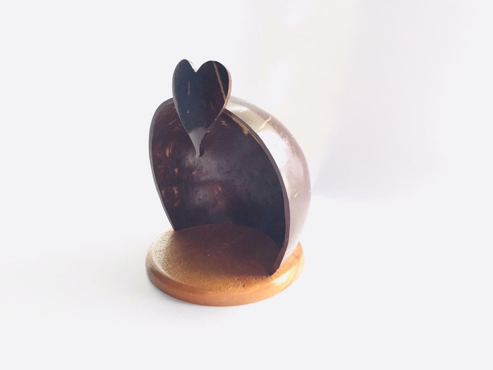 Unique Handcrafted Coconut Shell Statue Holder 100% Natural Ceylon Table Décor